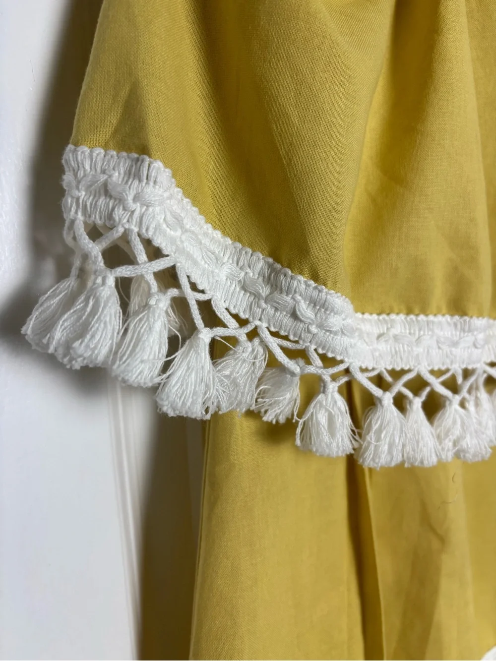 Boho Buys Yellow Halter Romper XS 100% Cotton Tassel Fringe Boho Resort NWT Luxe